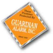 diamond shaped alarm company window sticker on clear vinyl