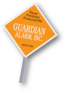 reflective diamond shaped alarm company outdoor sign